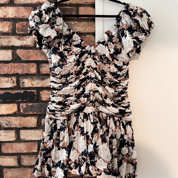 Abercrombie & Fitch Drama Puff Sleeve Ruched Mini Dress XL - Picture 2 of 9